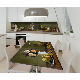 Наклейка 3Д виниловая на стол Zatarga «Натюрморт с букетом роз» 650х1200 мм для домов, квартир, столов,