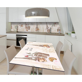 Наклейка 3Д виниловая на стол Zatarga «Символы Парижа» 650х1200 мм для домов, квартир, столов, кофейн, кафе