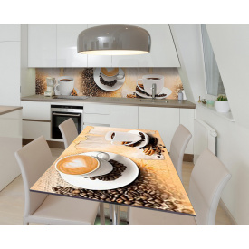 Наклейка 3Д виниловая на стол Zatarga «Пенный кофе» 650х1200 мм для домов, квартир, столов, кофейн, кафе