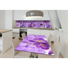 Наклейка 3Д виниловая на стол Zatarga «Лиловый Париж» 600х1200 мм для домов, квартир, столов, кофейн, кафе
