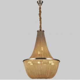 Дизайнерська люстра зі звисаючих ланцюжків на 8 ламп Lightled 908-D0029-8 Gold
