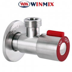Кран угловой шаровый WINMIX (VAL-04) 1/2*3/4, красный (стиральная машина), Германия (нержавеющая сталь) Суми