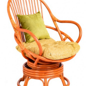 Кресло-качалка Cruzo Флора из натурального ротанга терракотовое на пружинном блоке