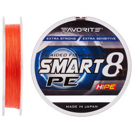 Шнур Favorite Smart PE 8x 150м (red orange) # 0.6 / 0.132mm 9lb / 5.4kg (1693-10-80)