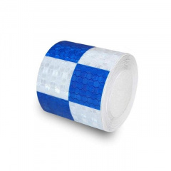 Светоотражающая самоклеящаяся лента шахматка Eurs 5х500 см Сине-Белая (CHMT5-BLUE-WHITE) Херсон