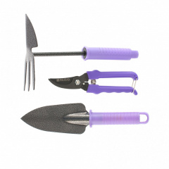 Набор садового инструмента с секатором пластиковые рукоятки Palisad STANDARD 3 предмета Фиолетовый Тернопіль