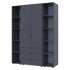 Шкаф распашной 2Д-3П с этажерками 5П Doros Гелар 2034х1539х495 дсп графит Полтава