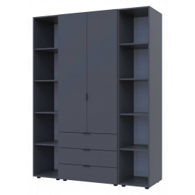 Шкаф распашной 2Д-3П с этажерками 5П Doros Гелар 2034х1539х495 дсп графит