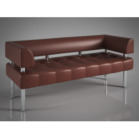 Офисный диванчик Тонус Sentenzo 1800 мм с подлокотниками темно-коричневый