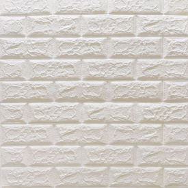 Декоративная 3D панель самоклейка под кирпич Белый Матовый 700х770х5мм(001-5M) SW-00000587