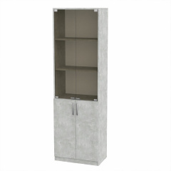 Офисный шкаф для документов КШ-6 Компанит со стеклом дверьки дсп серый бетон - ателье светлый Свеса