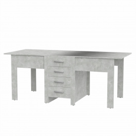 Кухонный стол-книжка-3 Компанит раскладной 500-1900х800х750 мм лдсп ателье серый-бетон