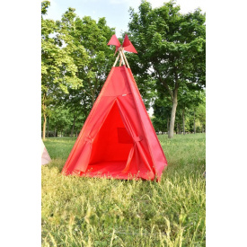 Уличная Детская Палатка Вигвам из водоотталкивающей ткани 110х110х180см красная