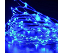 Светодиодная гирлянда нить Led Капли росы на 100 светодиодов 10 м на батарейках Синяя