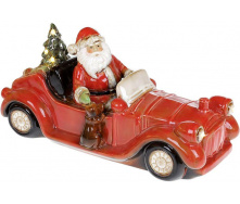 Новорічний декор Санта в червоному автомобілі з LED підсвічуванням Bona DP69429