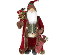 Новорічна фігурка Санта з шкарпеткою 60см (м'яка іграшка), бордо з коричневим Bona DP73694
