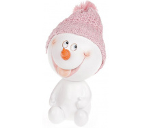 Статуэтка Снеговичок в розовой шапке 16 см Bona DP43061