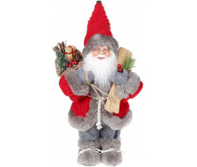 Новогодняя фигурка Санта с лыжами 30см (мягкая игрушка), красный с серым Bona DP73681