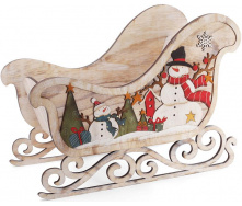 Декоративные сани Снеговики деревянные Bona DP43082