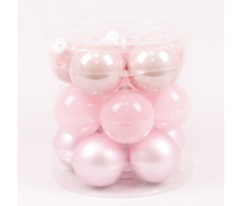 Кульки скляні Flora D 8 см 15 шт Світло-рожевий (44603)