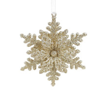 Підвіска новорічна Flora Сніжинка 11 см Золотистий (11307)