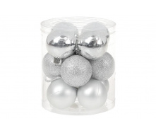Набір новорічних кульок BonaDi пластик 12 шт D 4 см Сріблястий (147-185)