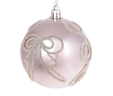 Куля новорічна пластикова Flora D-8 см Світло-рожевий (11966)