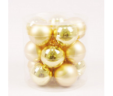 Кульки скляні Flora D 8 см 15 шт Золотистий (44599)