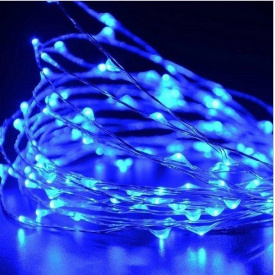 Светодиодная гирлянда нить Led Капли росы на 100 светодиодов 10 м на батарейках Синяя