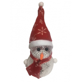 Фигурка светящийся снеговик LED ABC красный колпачок