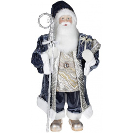 Новорічна фігурка Санта з палицею 90см (м'яка іграшка), сіро-блакитний Bona DP73698
