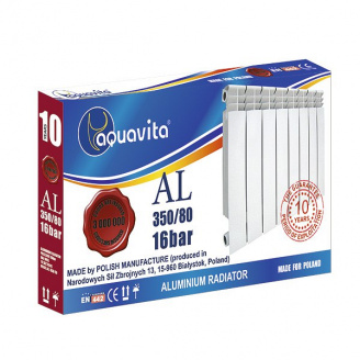 Секция литого радиатора алюминиевого AQUAVITA 350/80, 16 бар
