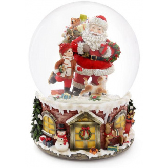 Музыкальный водяной шар santa with gifts с подсветкой 16см BonaDi DP219453