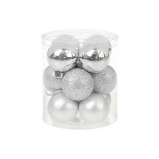 Набір новорічних кульок BonaDi пластик 12 шт D 4 см Сріблястий (147-185)