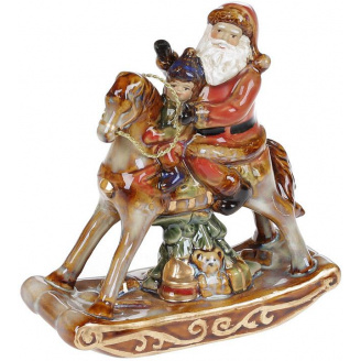 Декоративна статуетка Санта з малюком на коні 13х5.5х14см Bona DP69421