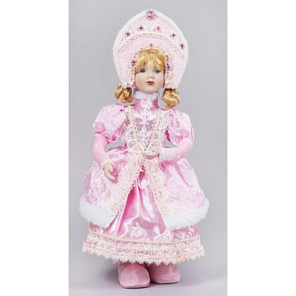 Новогодний декор на стол фигура-кукла Снегурочка в розовом 43 см Bona DP42978