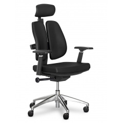 Офисное кресло Mealux Tempo Duo хром черное с двойной эргономичной спинкой Виноградов