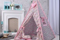 Детская палатка набор Вигвам с Единорогами для девочки с ковриком подушкой "Единороги с розовыми звездочками"