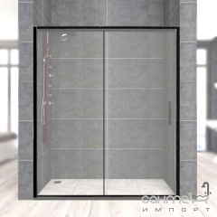 Душевая дверь в нишу Veronis Carmen Black 140 профиль черный/прозрачное стекло Запоріжжя