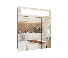 Зеркальный панорамный шкафчик в ванную комнату с подсветкой TR24-60 600х700х120 мм Венге