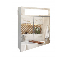 Зеркальный панорамный шкафчик в ванную комнату с подсветкой TR24-60 600х700х120 мм Белый