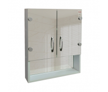 Зеркальный навесной шкаф с открытой полкой для ванной комнаты Tobi Sho ТB3-60 600х600х125 мм