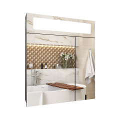 Дзеркальна панорамна шафка у ванну кімнату з підсвічуванням TR24-60 600х700х120 мм Венге Чернігів