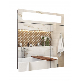 Дзеркальна панорамна шафка у ванну кімнату з підсвічуванням TR24-60 600х700х120 мм Венге