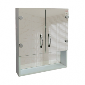 Зеркальный навесной шкаф с открытой полкой для ванной комнаты Tobi Sho ТB3-60 600х600х125 мм