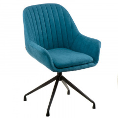 Поворотный стул-кресло Lagoon blue мягкое сидение голубого цвета на черных ножках Суми