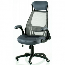 Кресло офисное Briz grey сетчатое серое с подголовником