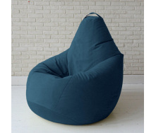 Бескаркасное кресло мешок груша с внутренним чехлом Coolki Велюр Темно-синий XL105x85