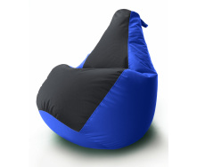 Кресло мешок Груша Coolki комби XL 85x105 Синий с Черным 01 Оксфорд 600D