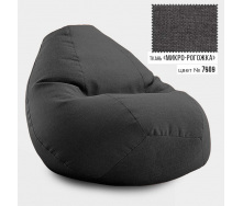 Безкаркасне крісло мішок груша Овал Coolki Рогожка XL 105x85 темно-сірий